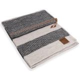 Knit Factory Roxx Gebreid Plaid - Woondeken - plaid - Wollen deken - Kleed - Beige/Zwart - 160x130 cm