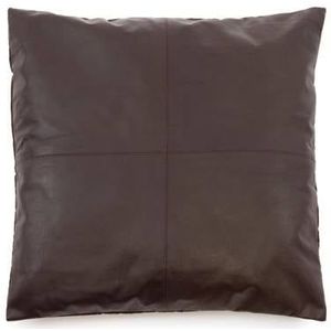 De Four Panel Leather Kussenhoes - Chocolade - 60x60