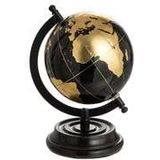 J-Line wereldbol Op Voet - hout - zwart|goud - small