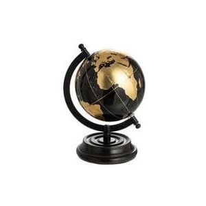 J-Line wereldbol Op Voet - hout - zwart|goud - small
