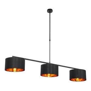 QAZQA Moderne Hanglamp Zwart met Goud 125 cm 3-lichts - VT 3