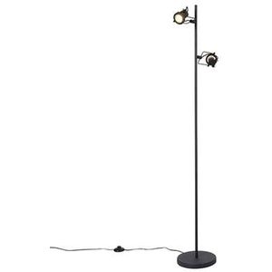 QAZQA Industriële vloerlamp zwart 2-lichts - Suplux