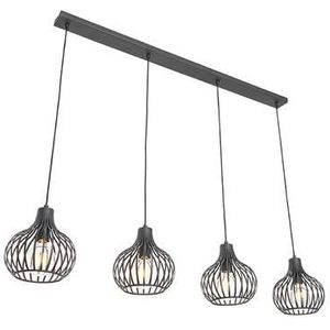 QAZQA Moderne hanglamp zwart 4-lichts - Saffira