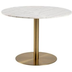 by fonQ Marble Eettafel Marmer - Ø 105 cm - Wit/Goud