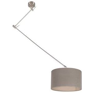 QAZQA Hanglamp staal met kap 35cm taupe verstelbaar - Blitz
