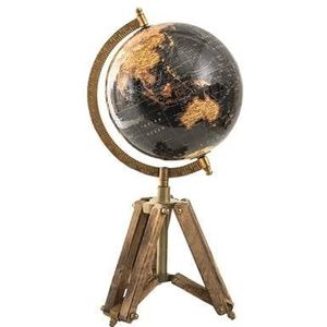 Clayre & Eef Wereldbol 18x16x26 cm Zwart Hout Metaal Globe