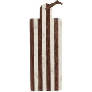 J-Line Rechthoek Streep Marmer snijplank - steen - wit| bruin