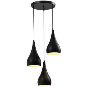 QUVIO Hanglamp Glas 3-lichts Rond Zwart - QUV5130L-BLACK
