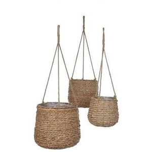 Mica Decorations Avalon Plantenmand Hangend - Set van 3 - Lichtbruin