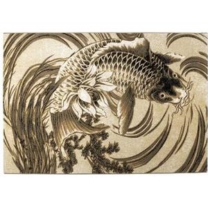 Bold Monkey Legend Of Koi Karper Vloerkleed 160x230 Beige|Zwart Grijs