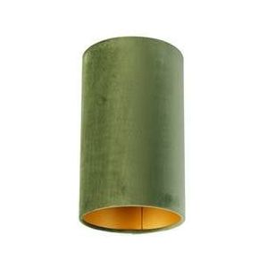 QAZQA Velours lampenkap groen met gouden binnenkant 15|15|25