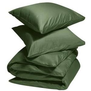 Yumeko overtrekset katoen satijn mid olive 200x220 + 2/60x70 - Bio, eco & fairtrade