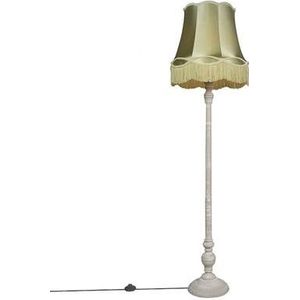 QAZQA Retro vloerlamp grijs met groene Granny kap - Classico