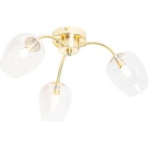 QAZQA Klassieke plafondlamp goud met glas 3-lichts - Elien