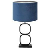 Light & Living Tafellamp Lutika|Velours - Zwart|Blauw - Ø30x67cm