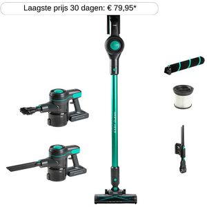 PRIMO PR509SV 3-in-1 Steelstofzuiger Draadloos - Stofzuiger zonder zak - Kruimelzuiger - Extra fluffybrush - Grijs/Groen