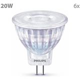 Philips - GU4 - LED Spotlamp - Warmwit Licht - Set van 6 Stuks - 12V - 20W - Niet Dimbaar