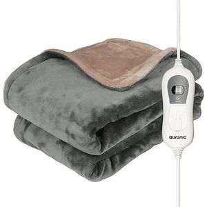 Auronic Elektrische Deken - Warmtedeken - 3 Warmtestanden - 2 Persoons - Bovendeken - Met Timer - 200 x 180 cm - Grijs