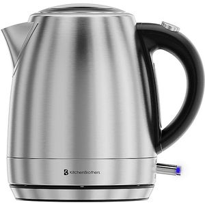 KitchenBrothers Waterkoker - Elektrisch - 1 Liter - Klein Camping Formaat - Reiswaterkoker met Kalkfilter - RVS