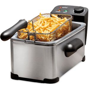alpina Frituurpan 3 Liter - Friteuse met Instelbare Thermostaat - Frituur met Uitneembare Mand - Frietpan 2000W - 32,3 x 20,5 x 18,9 cm - RVS