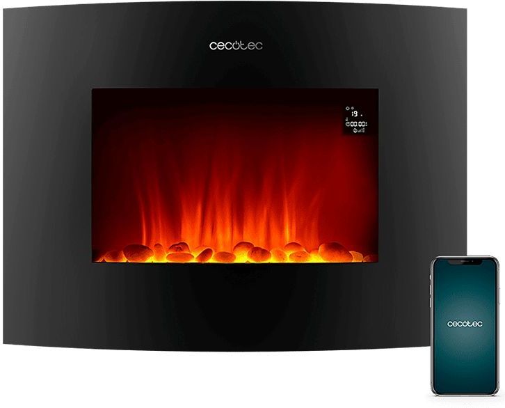 Cecotec - ReadyWarm 2250 - Elektrische Open Haard - Gebogen Glaspaneel - Wifi Besturing