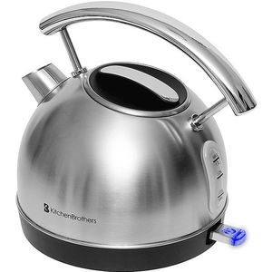 KitchenBrothers Waterkoker Retro - 1,7L - Vintage - 2200W - RVS - Zilver