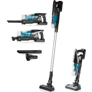 PRIMO PR501SV Steelstofzuiger Draadloos 3-in-1 - Stofzuiger Zonder Zak - Kruimelzuiger - HEPA Filter - Grijs/Blauw