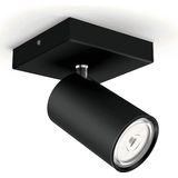 Philips - Kosipo - Opbouwspot - Zwart - Wandspot of Plafondspot met 1 Lichtpunt - GU10 - Hue White and Color Ambiance