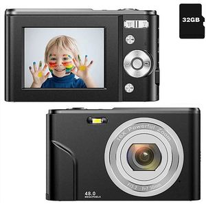 Digitale camera 48 MP, 1080p FHD, 16x zoom, 32GB geheugenkaart