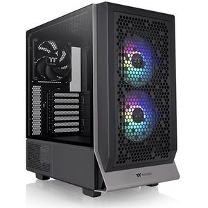 Thermaltake Ceres 300 Zwart/Mid Tower E-ATX Computer Case Met Gehard Glas Zijpaneel/2xCT140 ARGB Fan Vooraf geïnstalleerd/Rotatie PCIe Slots/3 Jaar Garantie
