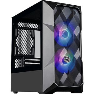 Cooler Master TD300 Mesh pc behuizing - mini-tower, 2 x 120 mm ARGB fans voor sterke luchtstroom, micro-ATX en mini-ITX MB compatibel, zijpaneel van gehard glas, verwijderbare bovenkant, ARGB/PWM hub