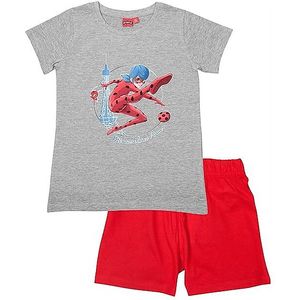 United Labels Miraculous pyjama voor meisjes, Ladybug kinderpyjamaset, korte mouwen, bovendeel met broek, grijs/rood, grijs/rood, 134/140 cm
