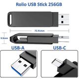 Rolio - USB Stick - 256 GB - USB C en USB A - 800 Mbps - USB 3.0 - Plug & Play