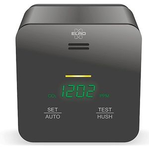 ELRO FCO2400 CO2 Meter – Luchtkwaliteitsmeter met NDIR sensor voor CO2, Temperatuur en Luchtvochtigheid – met Zelfkalibratie