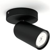 Philips - Pongee - Opbouwspot - Zwart - 1 Lichtpunt GU10 - Hue White and Color Ambiance