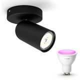 Philips - Pongee - Opbouwspot - Zwart - 1 Lichtpunt GU10 - Hue White and Color Ambiance