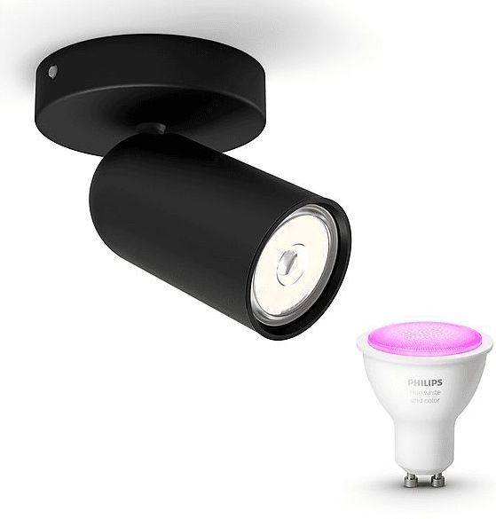 Philips - Pongee - Opbouwspot - Zwart - 1 Lichtpunt GU10 - Hue White and Color Ambiance