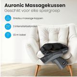 Auronic Shiatsu Massagekussen - Elektrisch Nekmassage Apparaat - Infrarood - Nek en Schouder - Inclusief Draagtas - Massage Apparaten - Zwart/Grijs