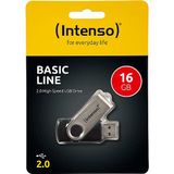 Intenso - Basic Line USB-stick - 16 GB - Zwart - USB-A 2.0