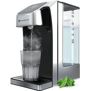 KitchenBrothers Heetwaterdispenser - 2.7L - Instant Waterkoker - 8 standen van 100 t/m 400 ml - Melkfunctie - 40-100°C - Heetwatertap – RVS