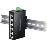 Trendnet - TI-ELC50 - Ethernet Minischakelaar - Zwart - 5 Poorten, IP30, -40 °C tot 75 °C