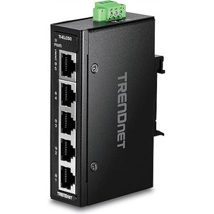 Trendnet - TI-ELC50 - Ethernet Minischakelaar - Zwart - 5 Poorten, IP30, -40 °C tot 75 °C