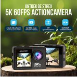 Strex - Action Camera - 5K 50MP - 60FPS - 30M Waterdicht - WiFi - Touchscreen