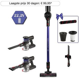 PRIMO PR511SV 3-in-1 BLDC Steelstofzuiger Draadloos - Stofzuiger zonder zak - Kruimelzuiger - Max power 20 kPa - Blauw/Rood