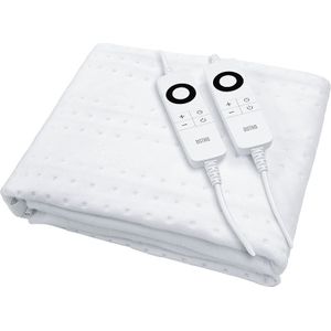 DistinQ - Elektrische Onderdeken - Wit - Dubbel - 160x140 cm - 100 Watt - Automatische Uitschakeling - Oververhittingsbescherming - 5 Standen