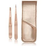 Tweezerman Petite Rosé Gold Set - Inclusief etui - Epileer pincet - Point pincet - Cadeau set - Wenkbrauwen epileren