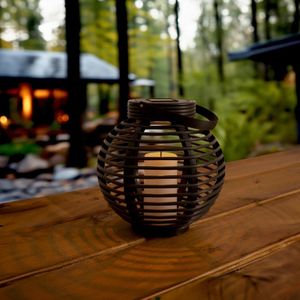 Solar lantaarn basket small rotanlook lamp op zonne energie