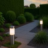Solar Priklamp 'Lucifer' - Set van 2 Stuks - Rond - RVS - Tuinverlichting Op Zonne-energie