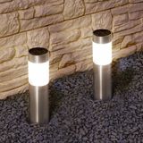 Solar Priklamp 'Lucifer' - Set van 2 Stuks - Rond - RVS - Tuinverlichting Op Zonne-energie