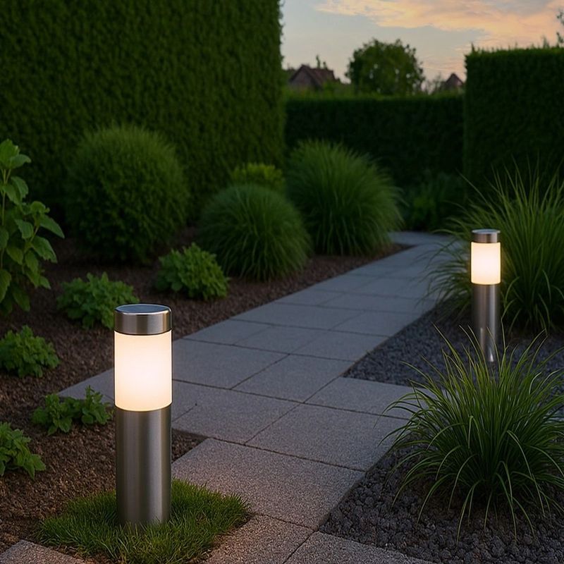 Solar Priklamp 'Lucifer' - Set van 2 Stuks - Rond - RVS - Tuinverlichting Op Zonne-energie